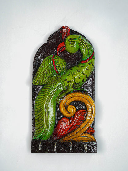 Wooden Carved Parrot Key Hanger - 12 inch - WL5619