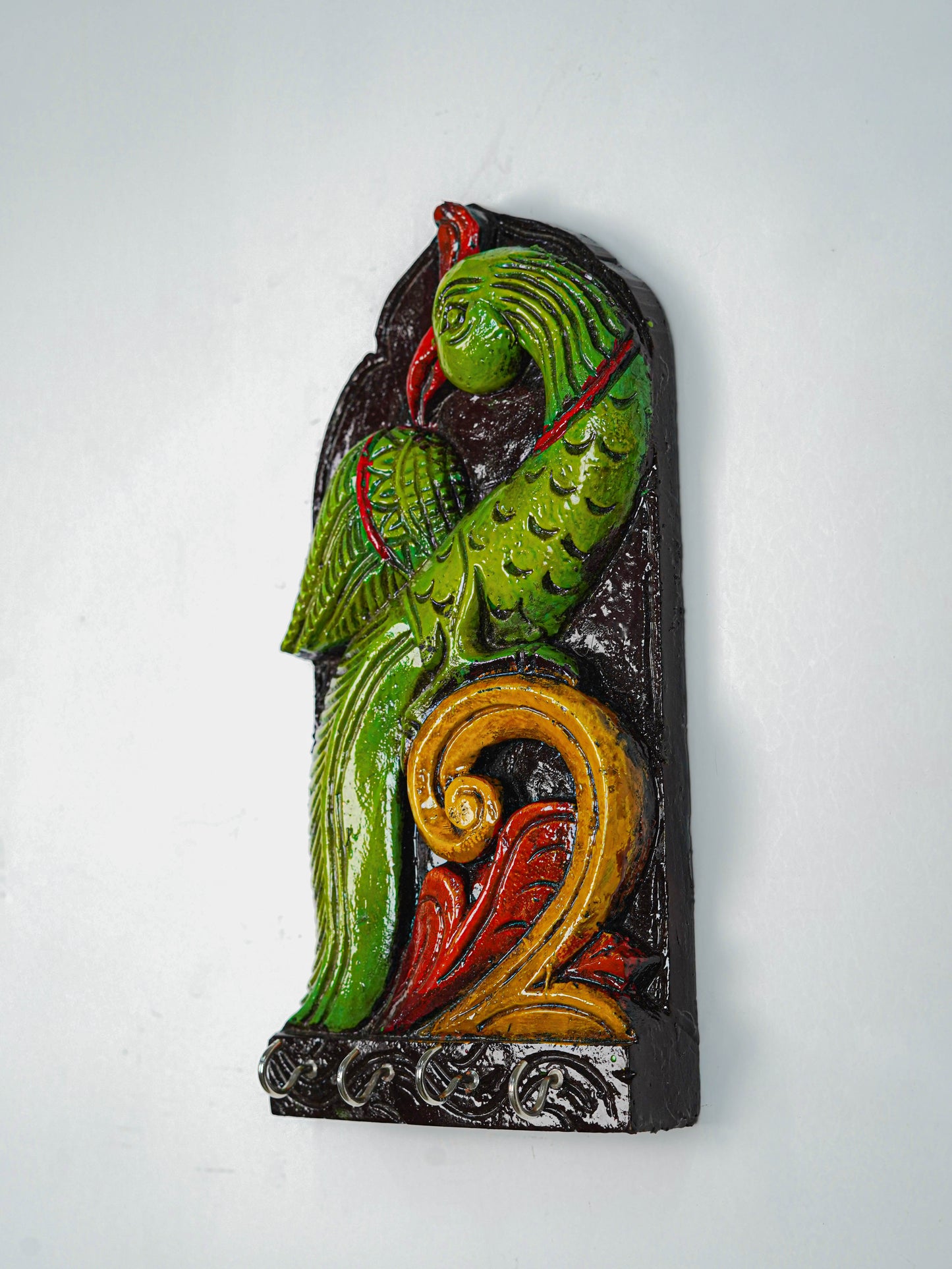 Wooden Carved Parrot Key Hanger - 12 inch - WL5619