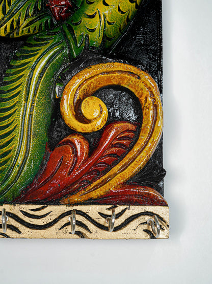Wooden Carved Parrot Key Hanger - 12 inch - WL5619