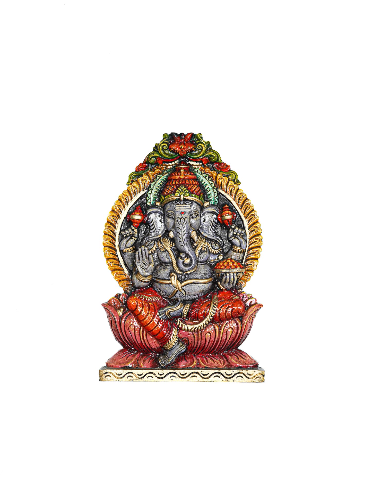 Wooden Carved Ganesha Wall Hanging Frame - 18 inch - WL5622