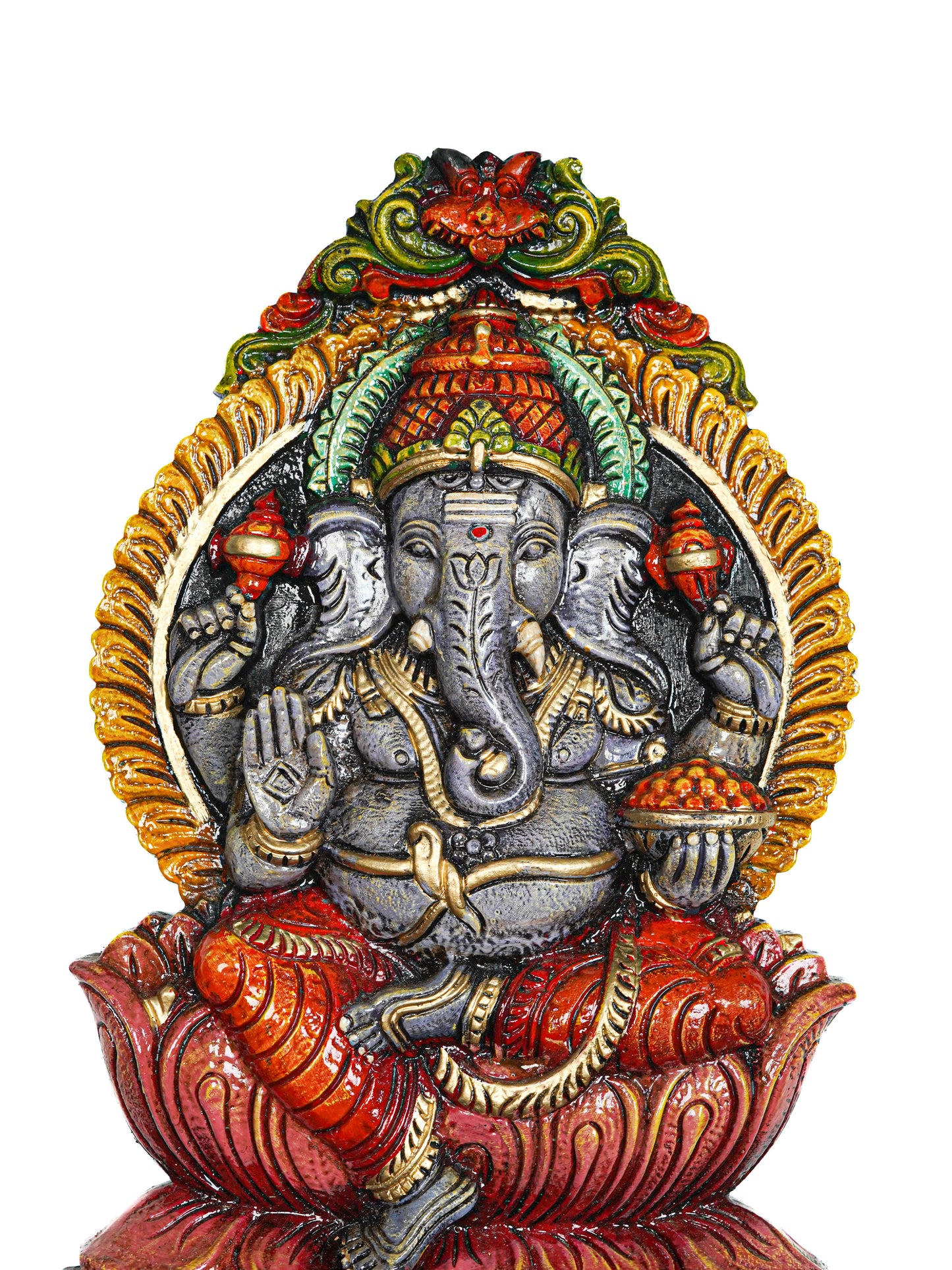 Wooden Carved Ganesha Wall Hanging Frame - 18 inch - WL5622