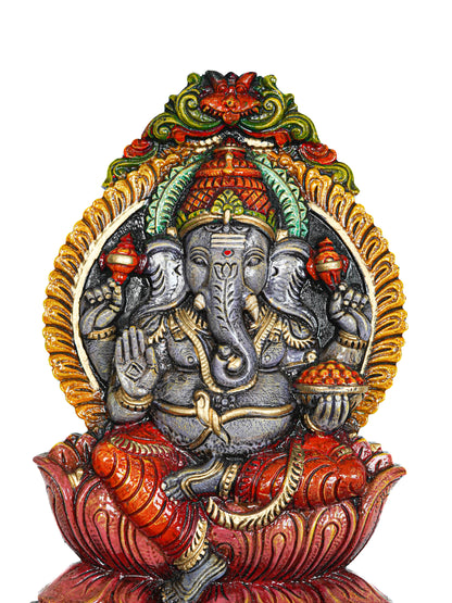 Wooden Carved Ganesha Wall Hanging Frame - 18 inch - WL5622
