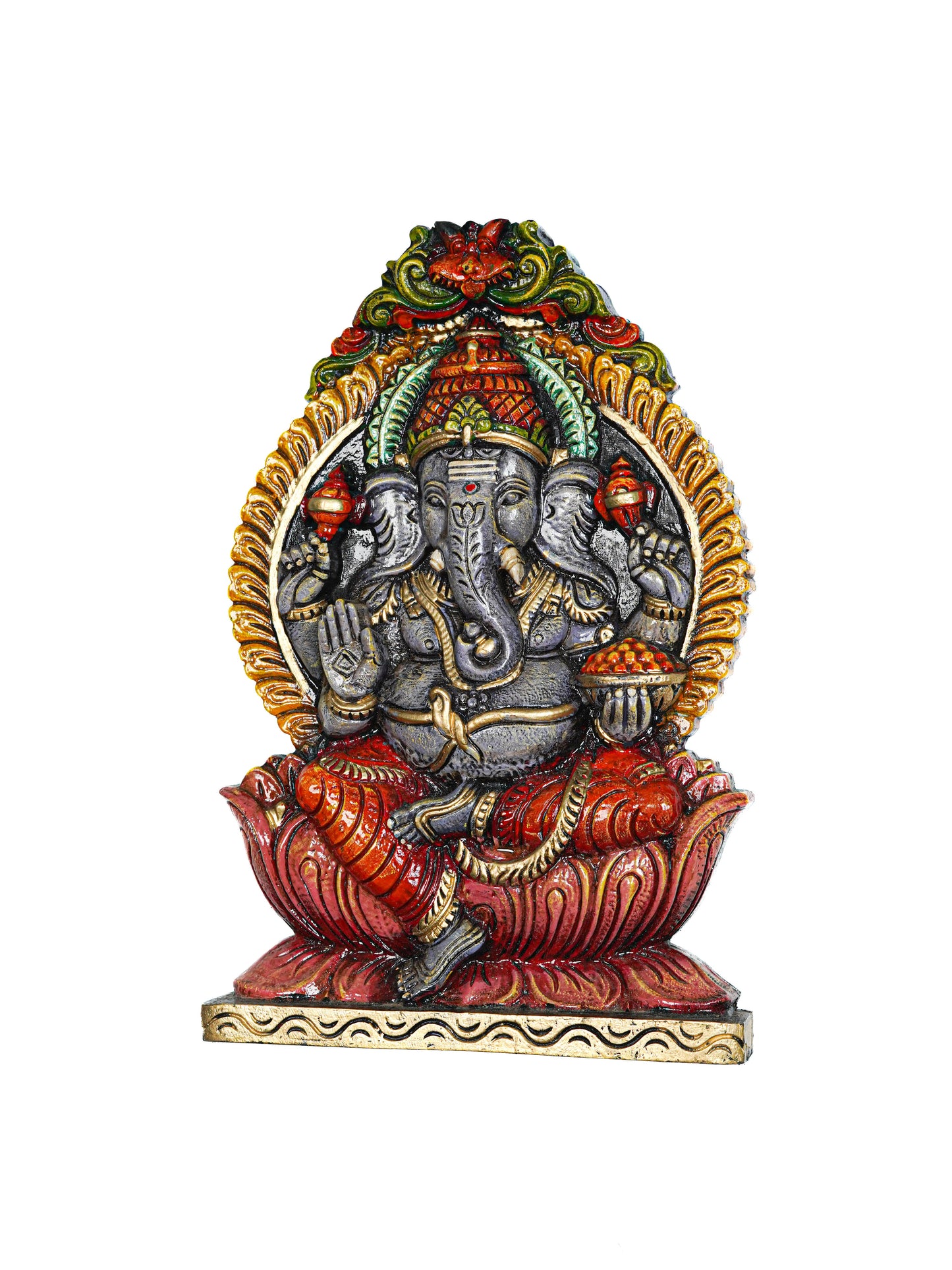 Wooden Carved Ganesha Wall Hanging Frame - 18 inch - WL5622