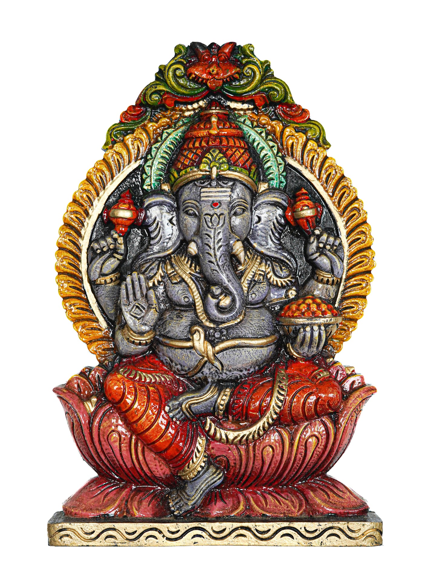Wooden Carved Ganesha Wall Hanging Frame - 18 inch - WL5622