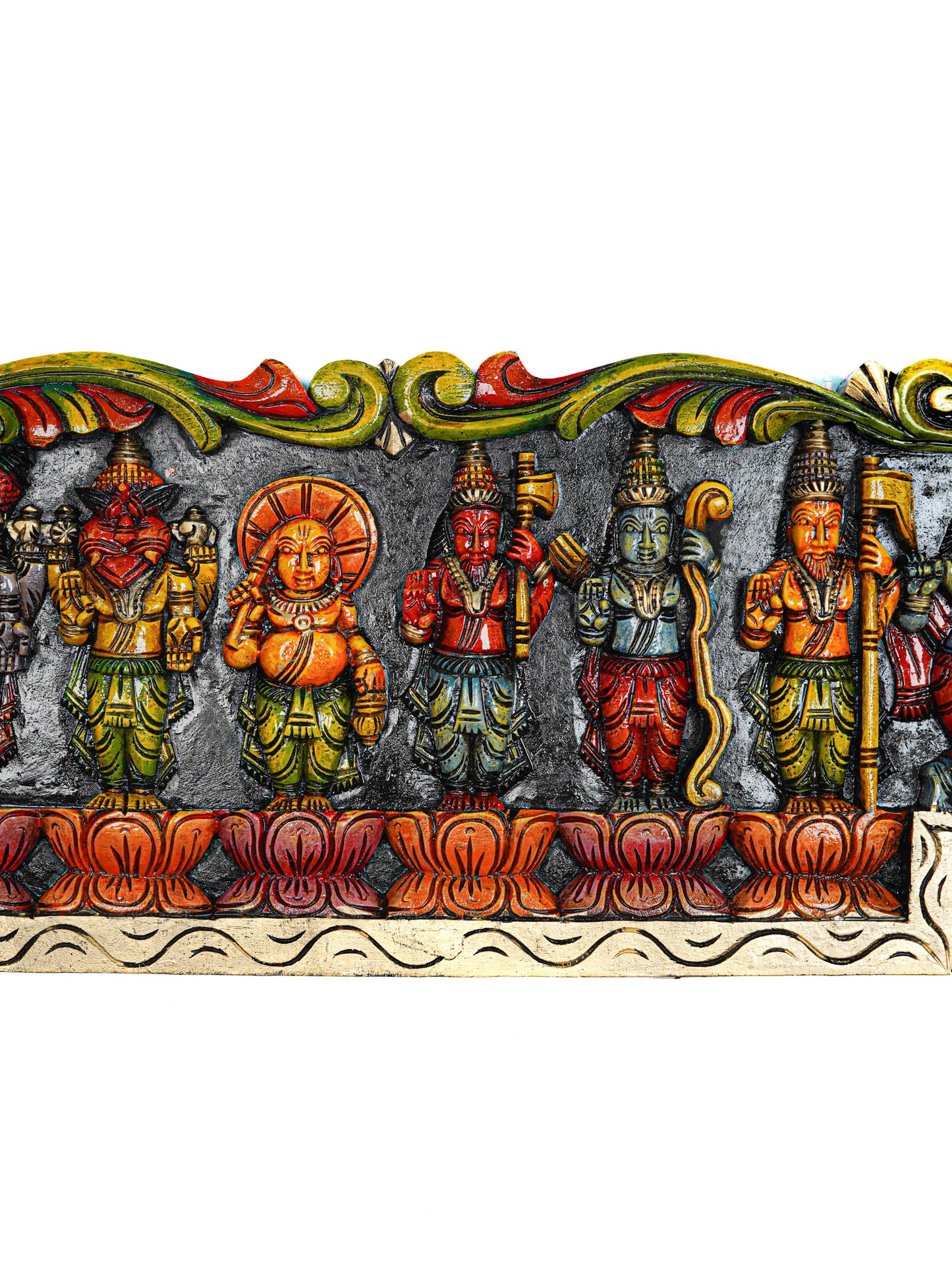 Wooden Carved Dasavatharam Wall Hanging Panel - 35 inch - WL5630