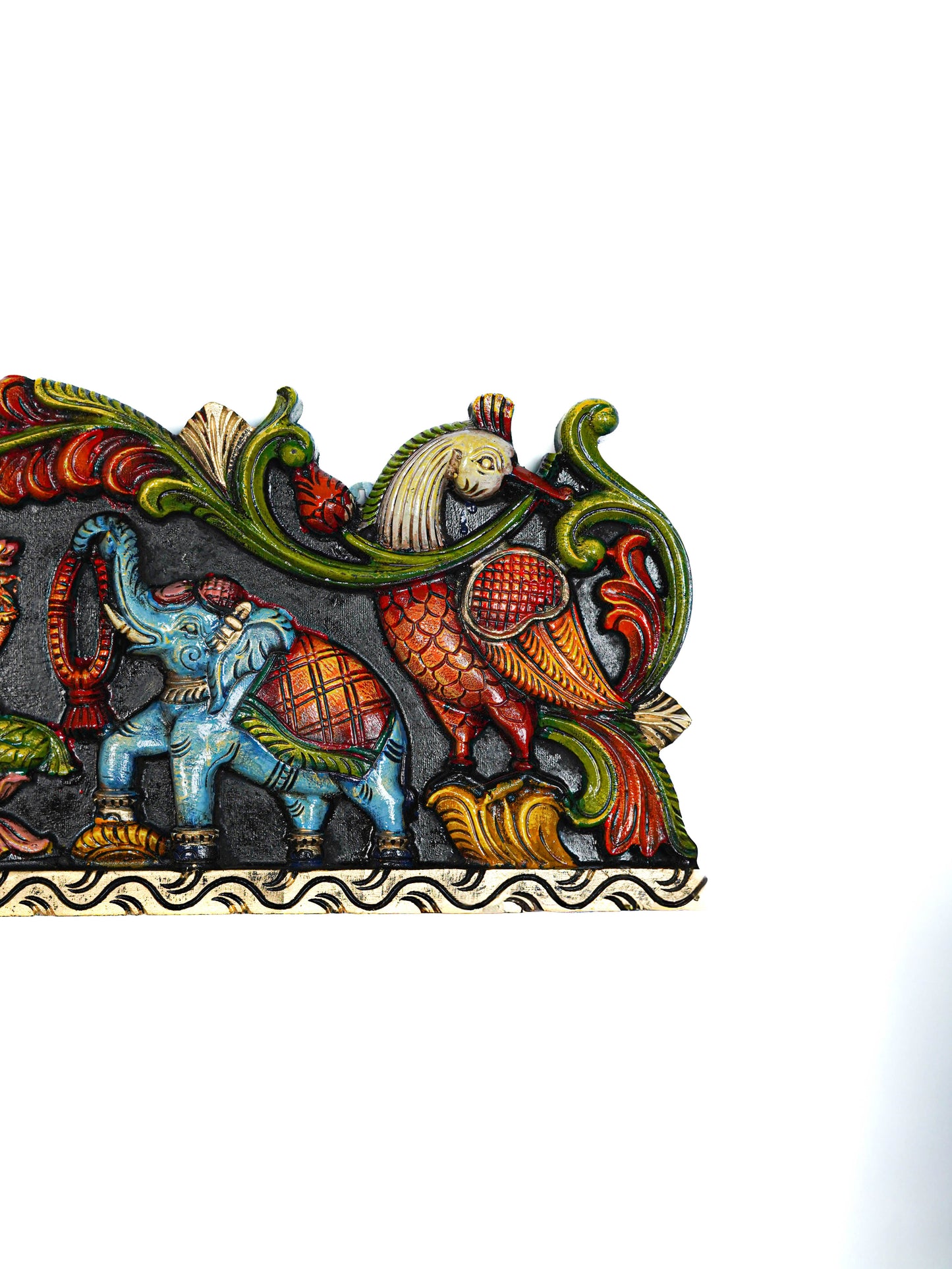Wooden Carved Gajalakshmi Wall Hanging Panel - 26 inch - WL5632