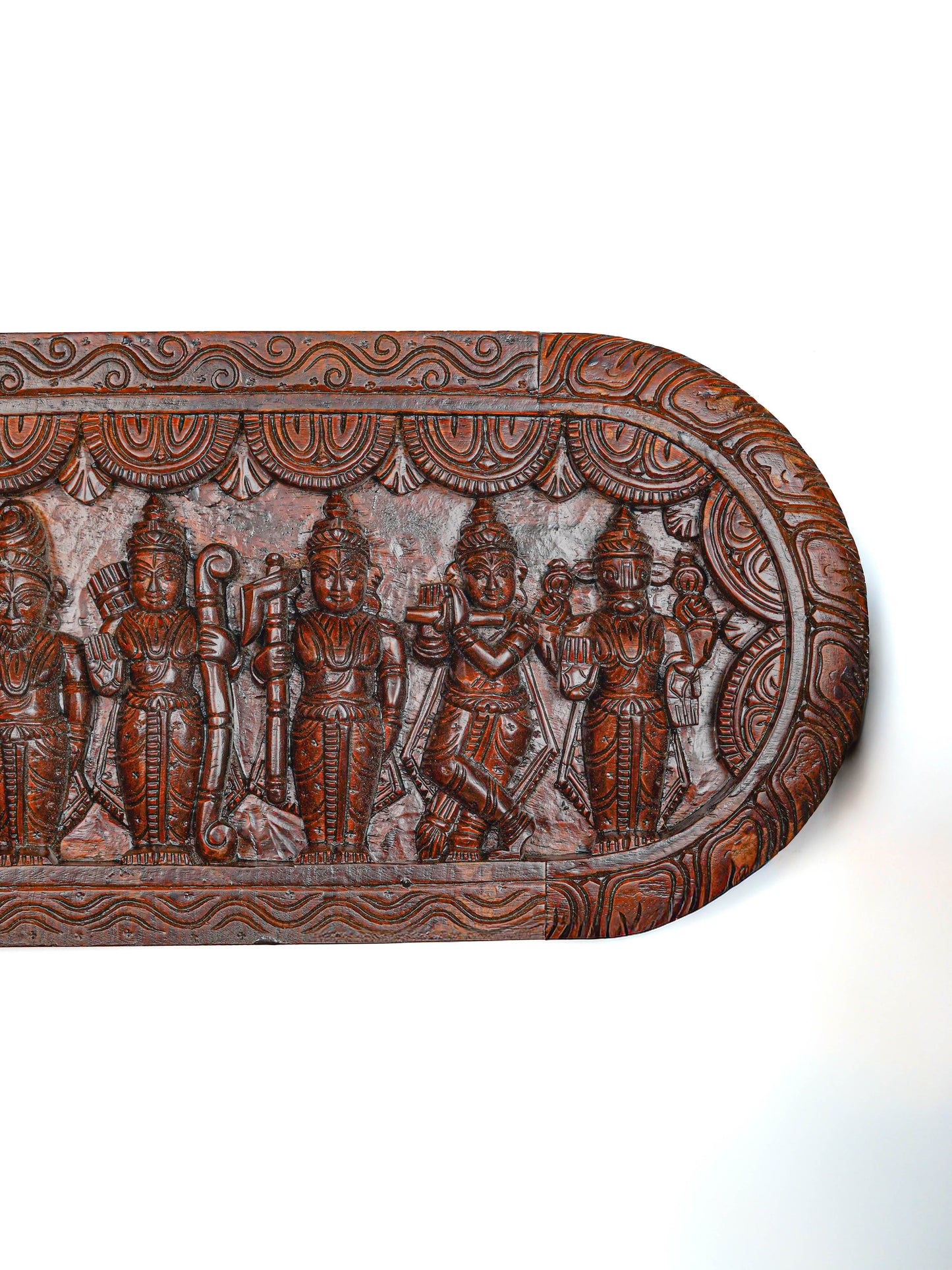 Wooden Carved Dasavatharam Wall Hanging Panel - Brown - 36 inch - WL5633