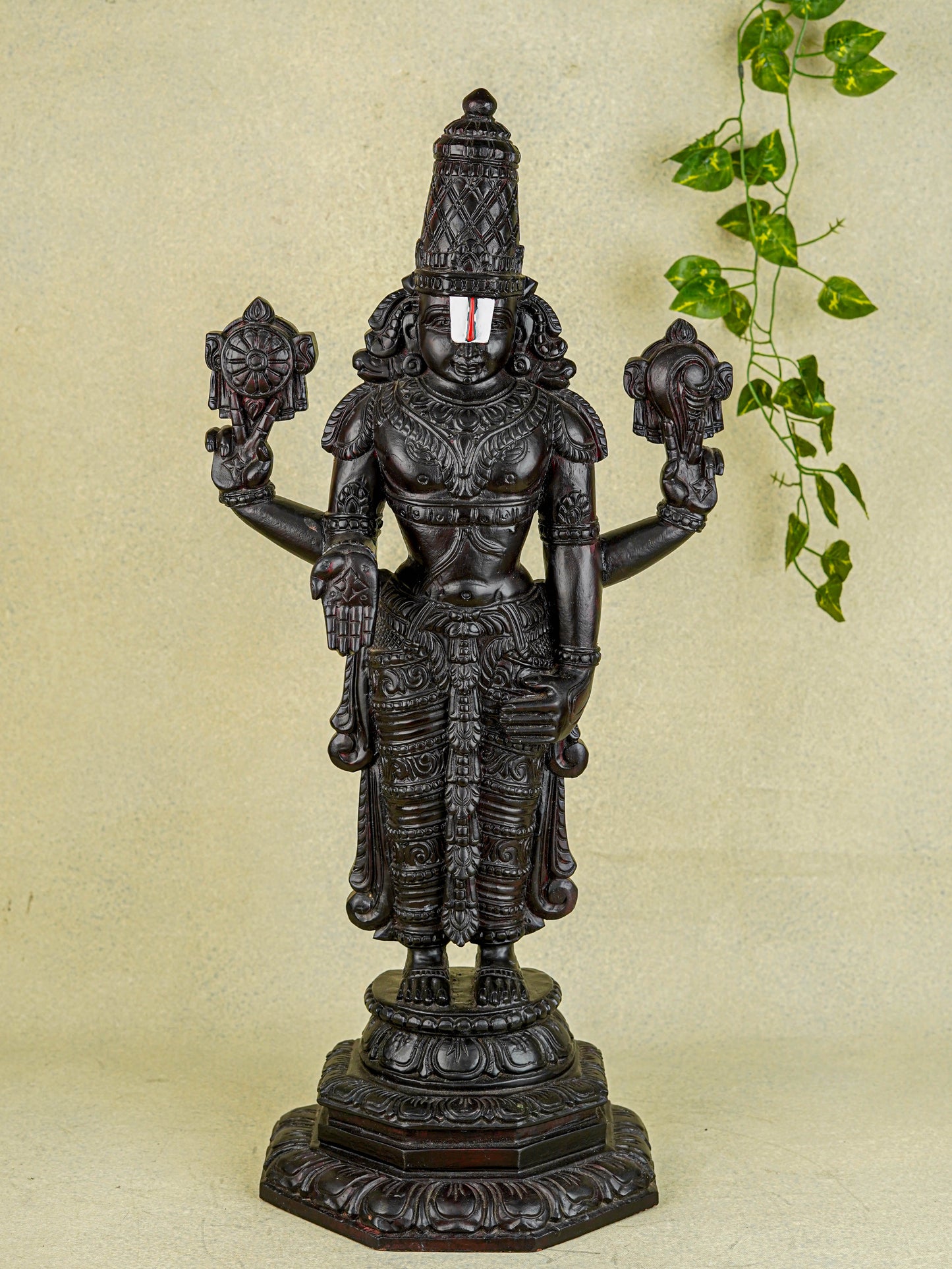 Wooden Carved Tirupathi Balaji Idol - 26 inch - WL5637