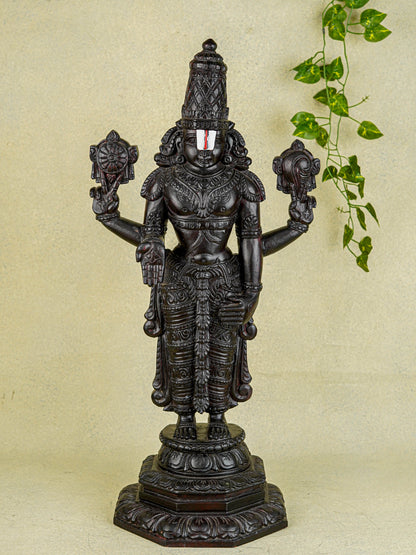Wooden Carved Tirupathi Balaji Idol - 26 inch - WL5637