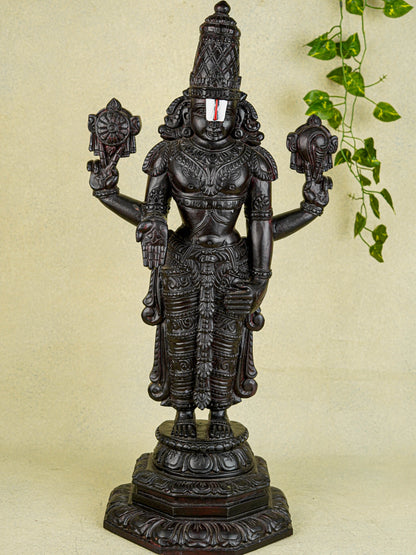 Wooden Carved Tirupathi Balaji Idol - 26 inch - WL5637