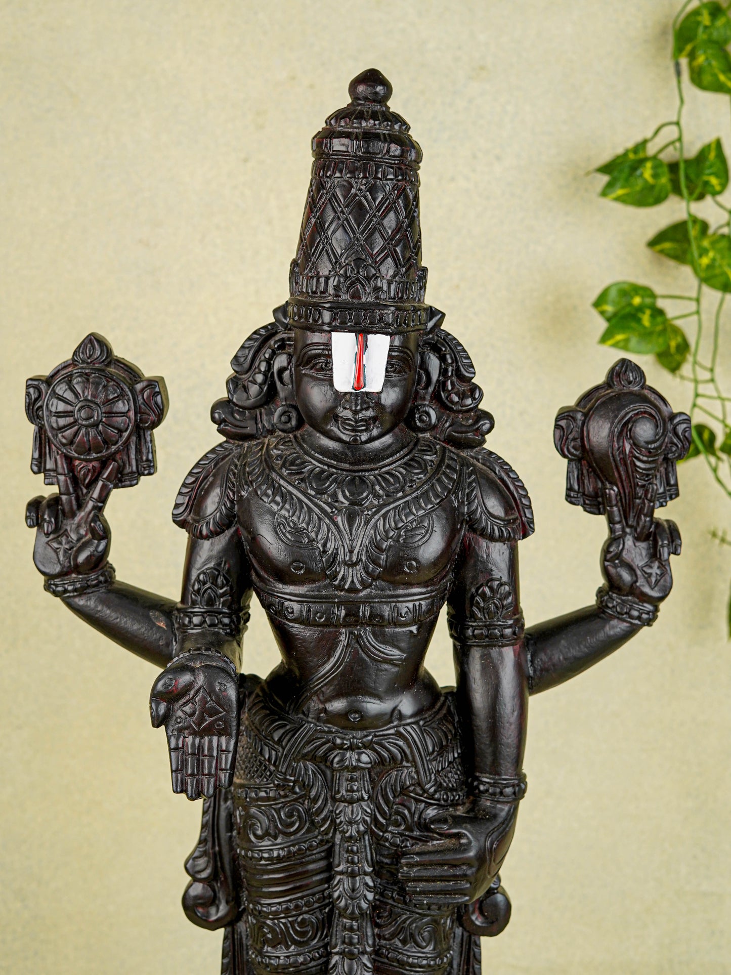 Wooden Carved Tirupathi Balaji Idol - 26 inch - WL5637