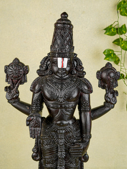 Wooden Carved Tirupathi Balaji Idol - 26 inch - WL5637