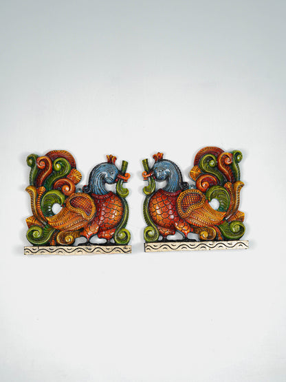 Wooden Carved Annapakshi Bracket - Set of 2 - 11 inch - WL5642