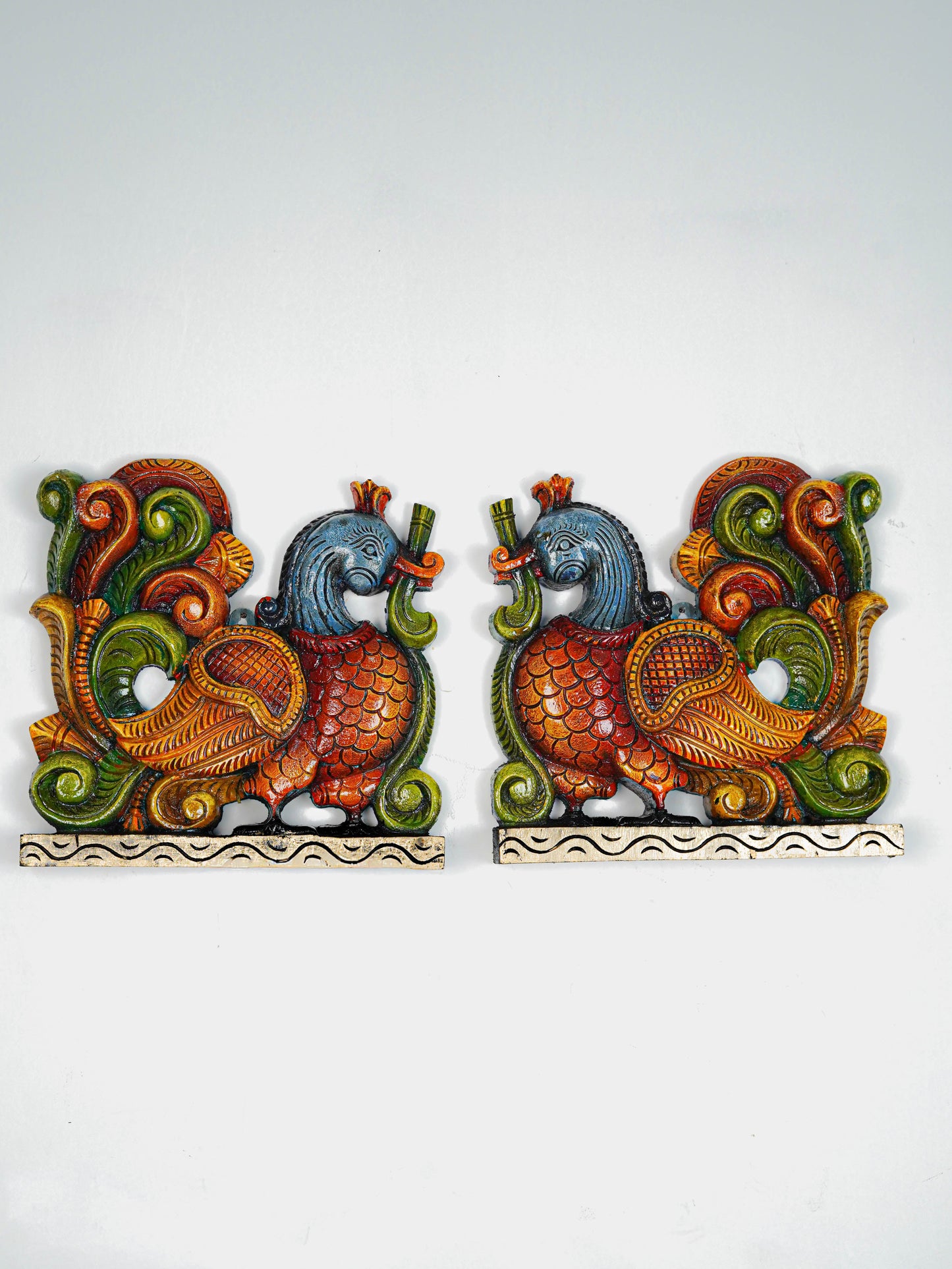 Wooden Carved Annapakshi Bracket - Set of 2 - 11 inch - WL5642