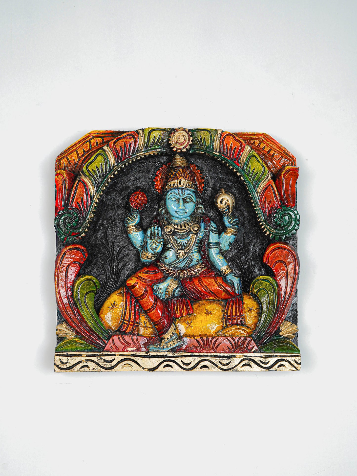 Wooden Carved Ranganathar Wall Hanging Frame - 12 inch - WL5644