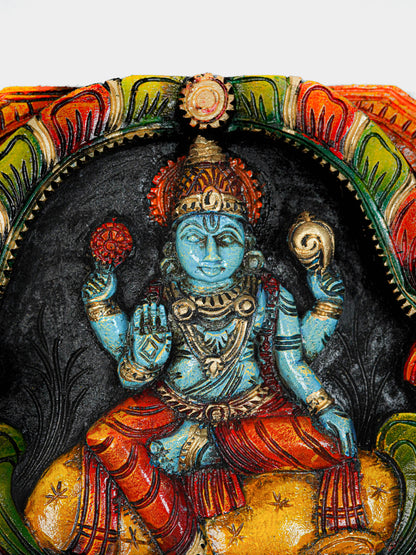 Wooden Carved Ranganathar Wall Hanging Frame - 12 inch - WL5644
