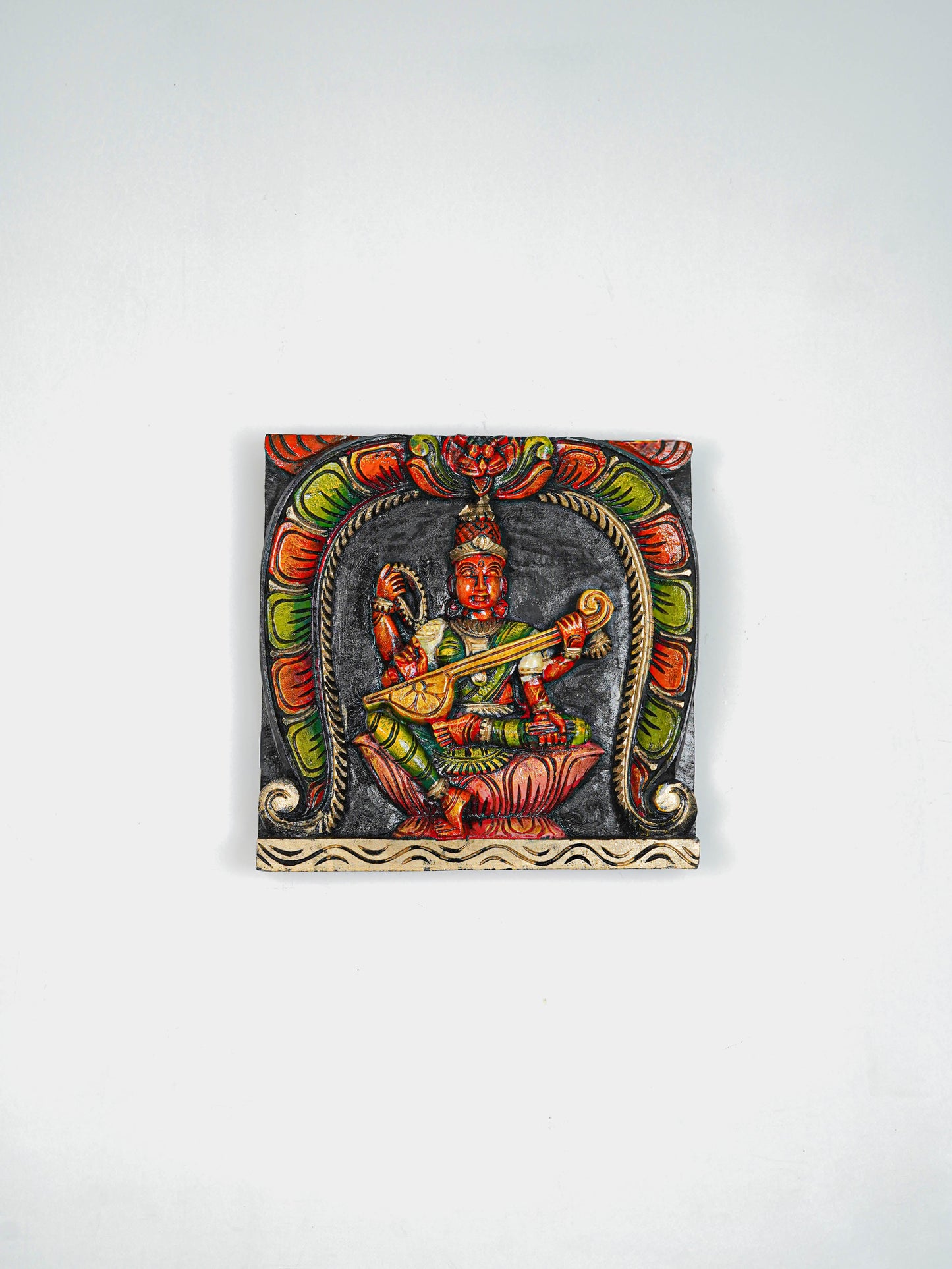 Wooden Carved Lakshmi Wall Hanging Frame - 12 inch - WL5646
