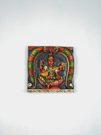 Wooden Carved Lakshmi Wall Hanging Frame - 12 inch - WL5646