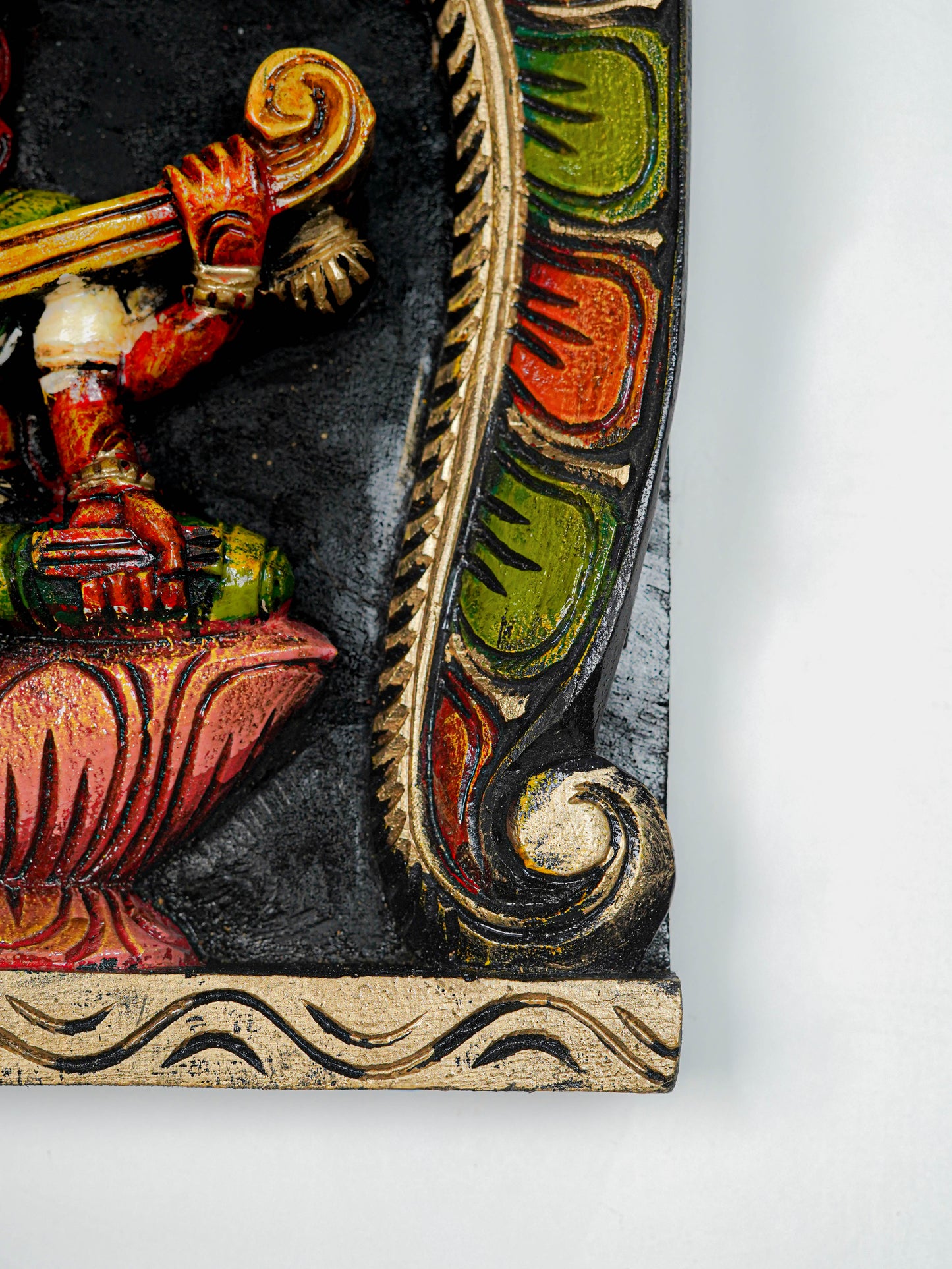 Wooden Carved Lakshmi Wall Hanging Frame - 12 inch - WL5646