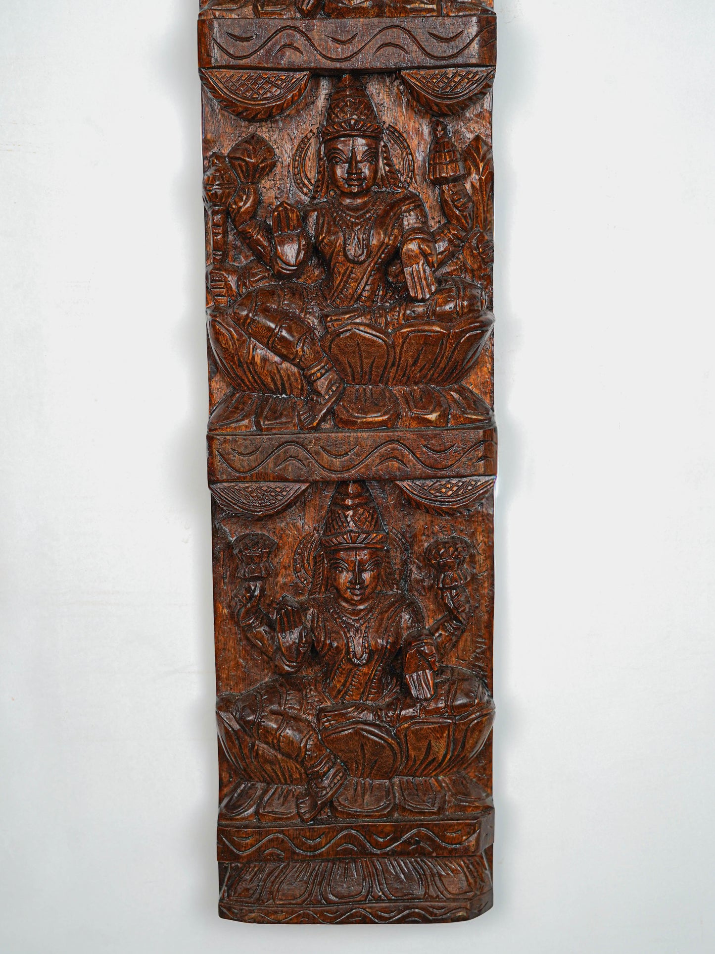 Wooden Carved Ashtalakshmi Wall Hanging Panel - Set of 2 - 36 inch - WL5649