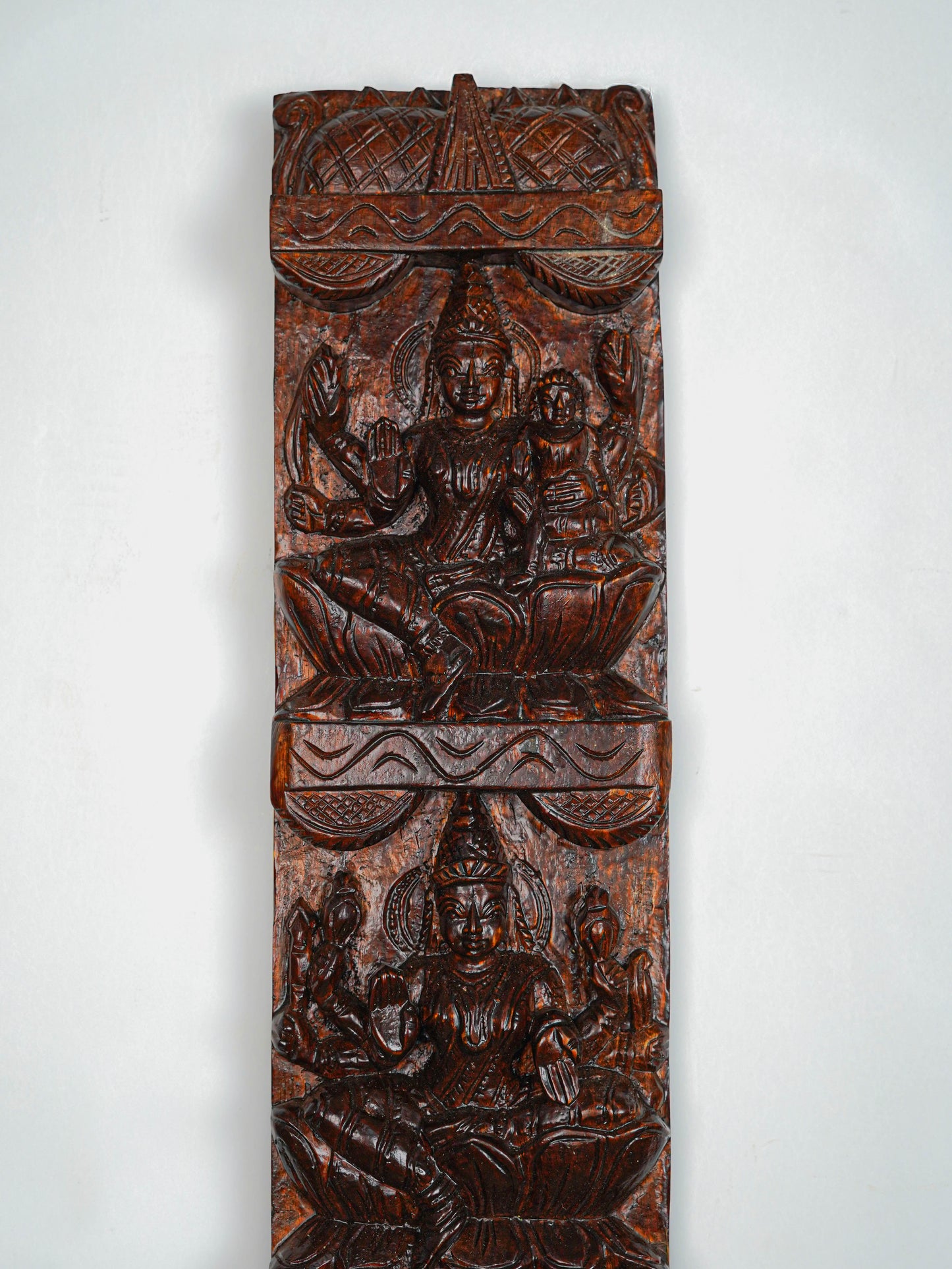 Wooden Carved Ashtalakshmi Wall Hanging Panel - Set of 2 - 36 inch - WL5649