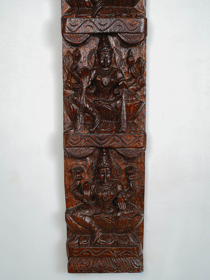Wooden Carved Ashtalakshmi Wall Hanging Panel - Set of 2 - 36 inch - WL5649