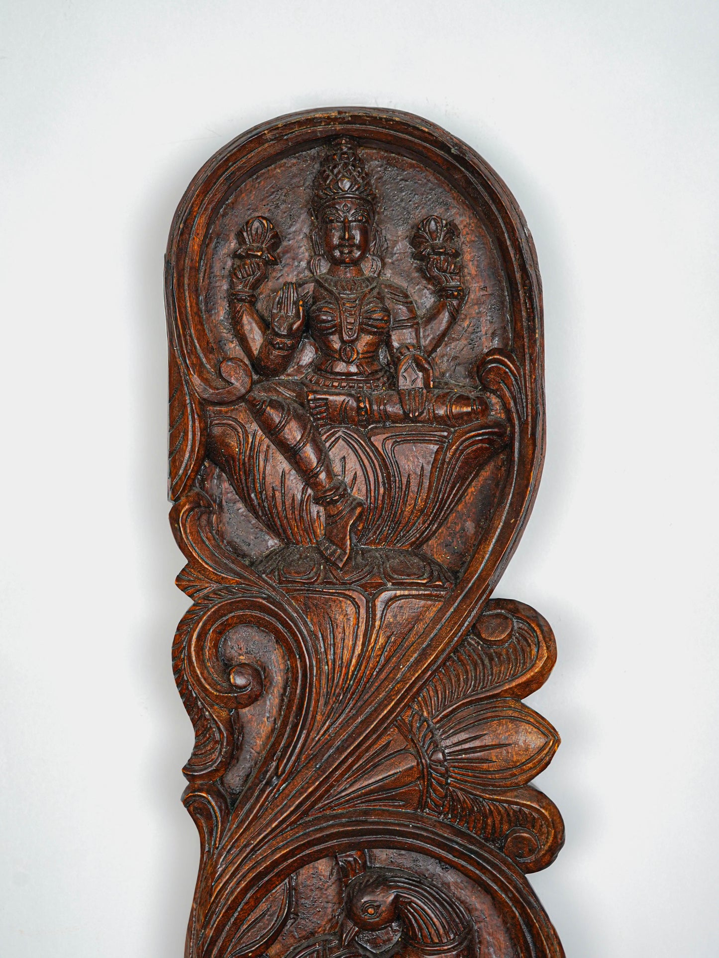 Wooden Carved Ganesha - Lakshmi Wall Hanging Panel - Set of 2 - 36 inch - WL5651
