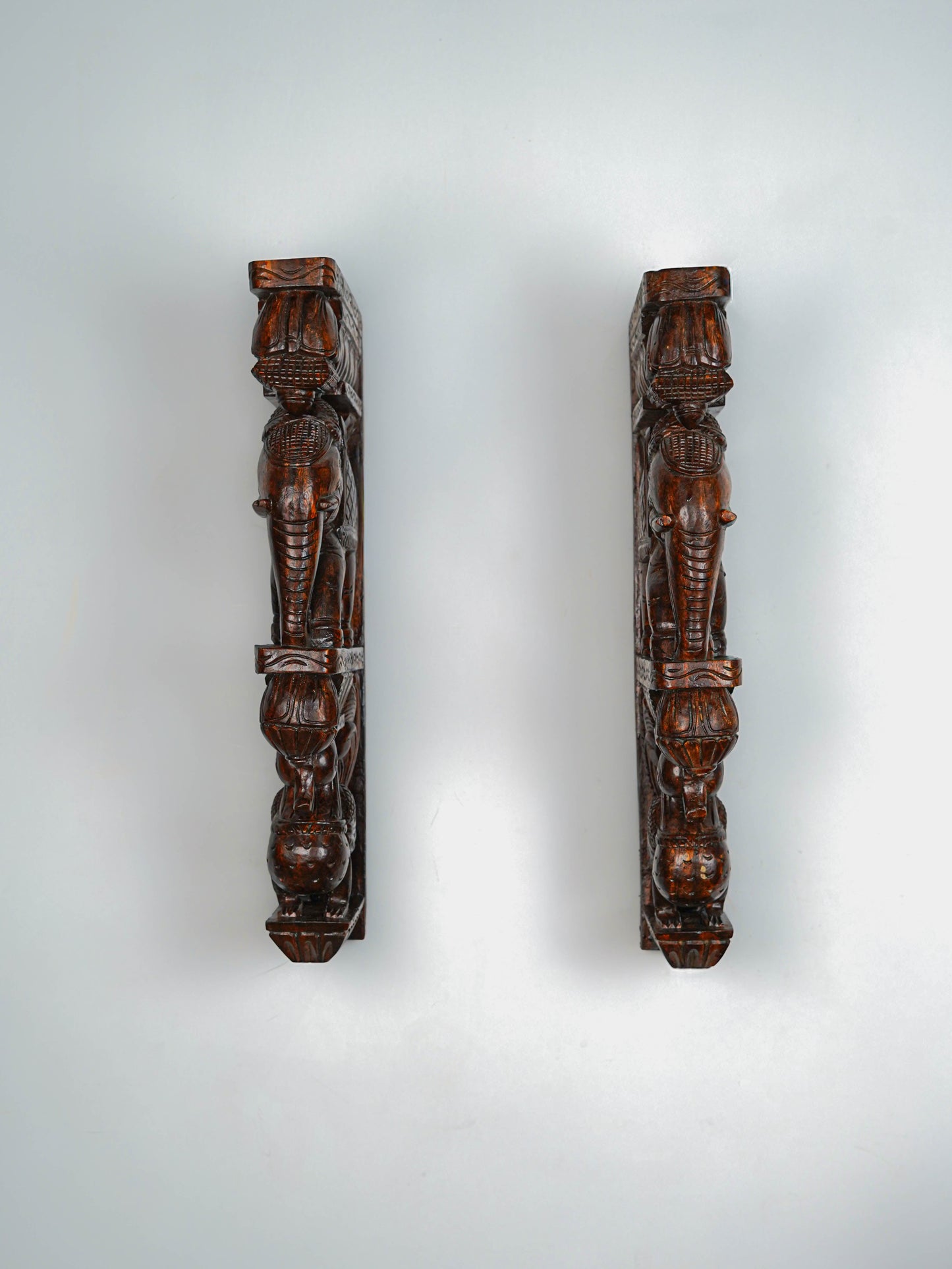 Wooden Carved Elephant with Annapakshi Wall Hanging Bracket - Set of 2 - 23 inch - WL5652
