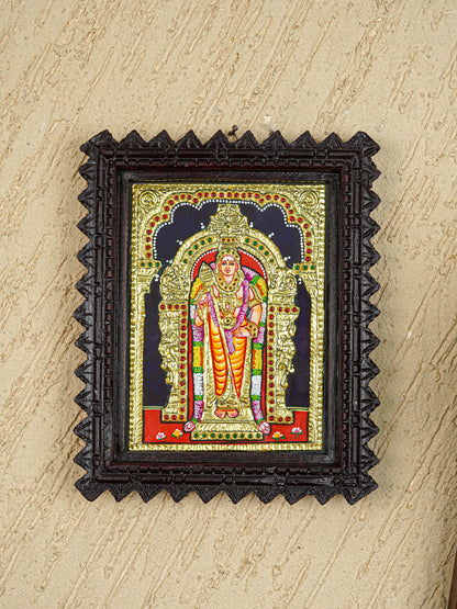 Tanjore Painting (Chettinad Frame) - Murugan - Flat (Gold Foil) - 8x6 inch - WL5655