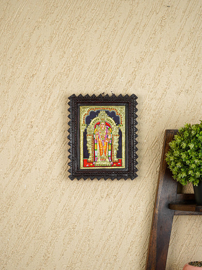 Tanjore Painting (Chettinad Frame) - Murugan - Flat (Gold Foil) - 8x6 inch - WL5655