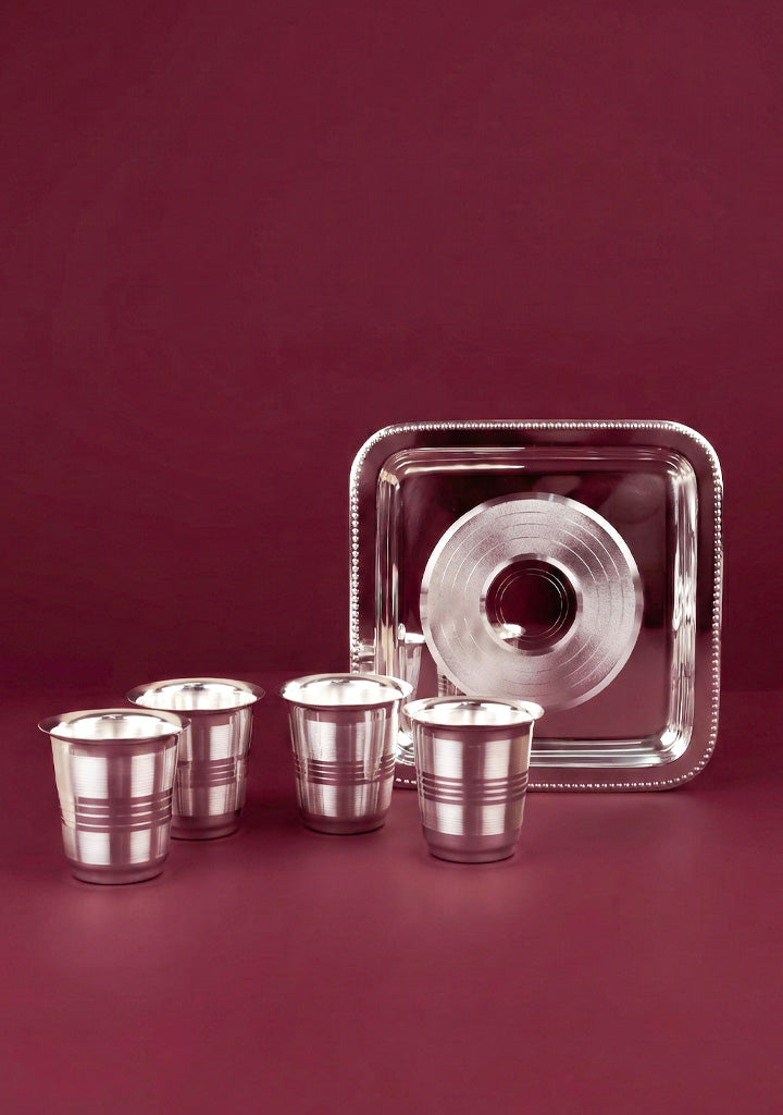 Tray with Set of 4 Glass - WL5692