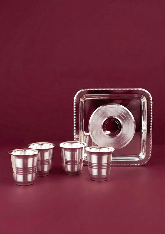 Tray with Set of 4 Glass - WL5692
