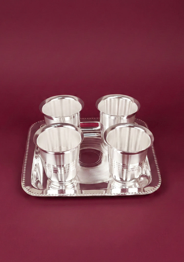 Tray with Set of 4 Glass - WL5692