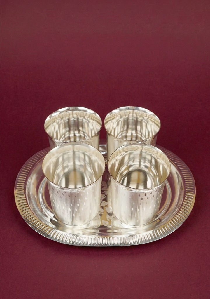 Tray with Set of 4 Glass - WL5694