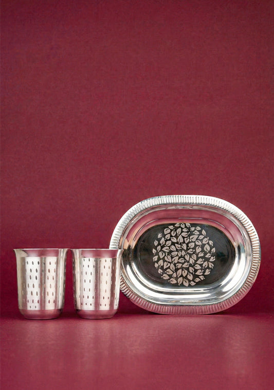 Tray with Set of 2 Glass - WL5695