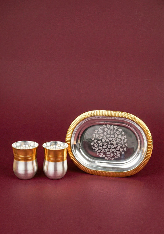 Tray with Set of 2 Glass - WL5698
