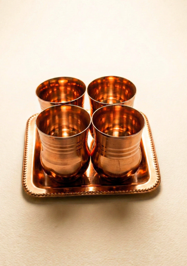 Wooden Box - Tray with Set of 4 Glass - WL5705
