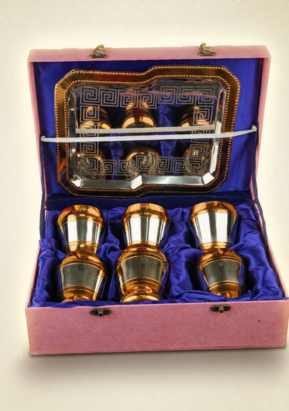 Wooden Box - Tray with Set of 6 Glass - WL5706