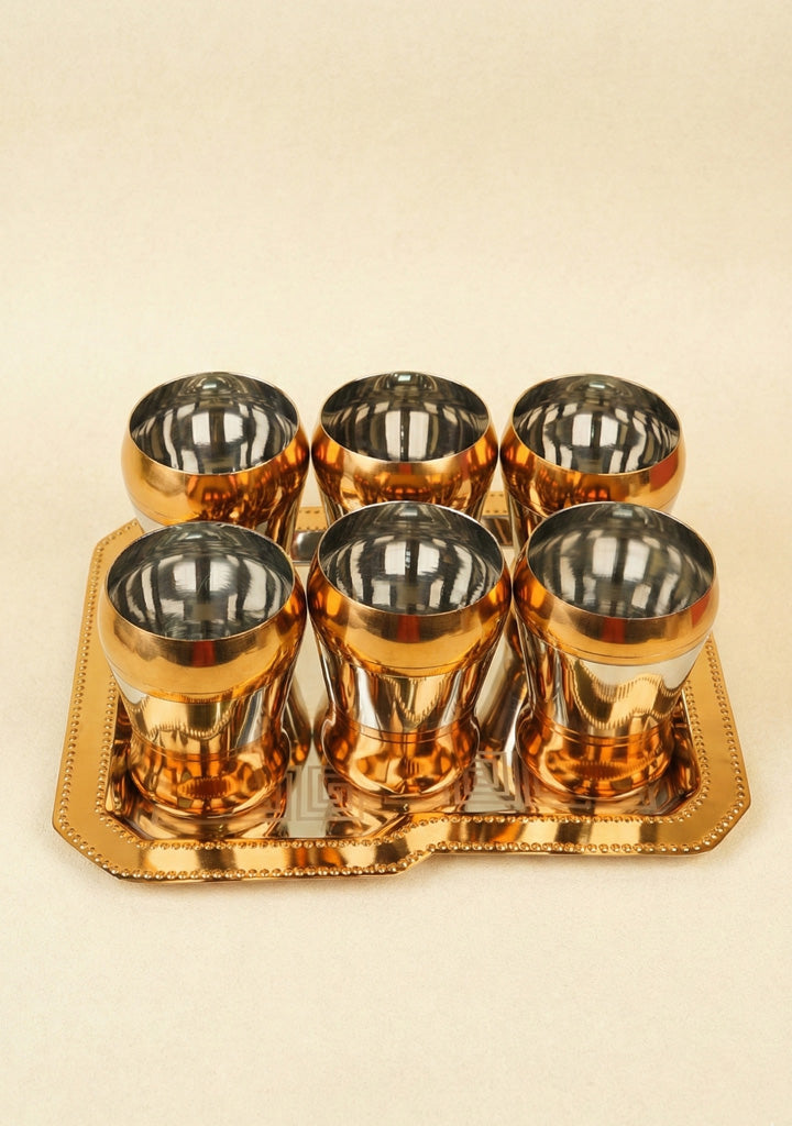 Wooden Box - Tray with Set of 6 Glass - WL5706