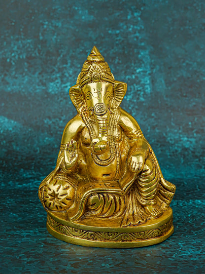 Brass Ganesha Idol - 6 inch - WL5722