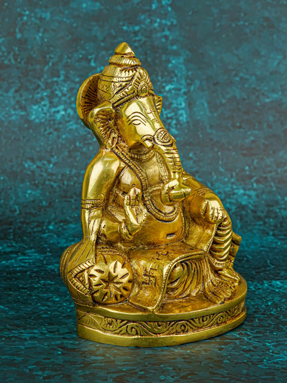 Brass Ganesha Idol - 6 inch - WL5722