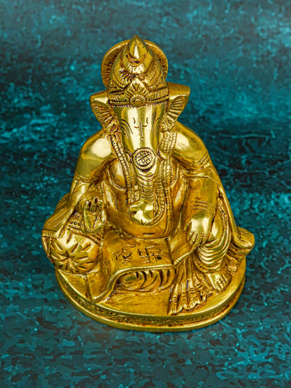 Brass Ganesha Idol - 6 inch - WL5722