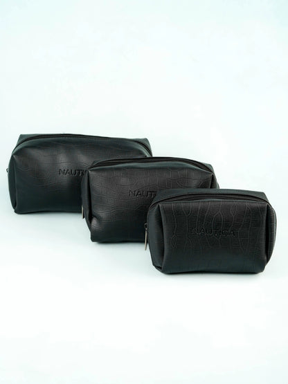 Leather Pouch - Set Of 3 - Black - WL5783