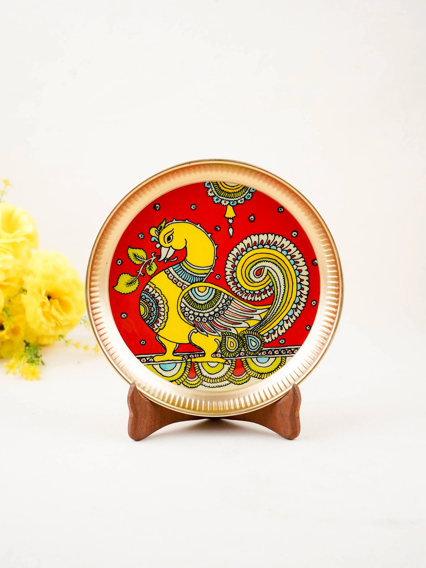 Brass Plate with Annapakshi Print - 8 inch - WL5936-4