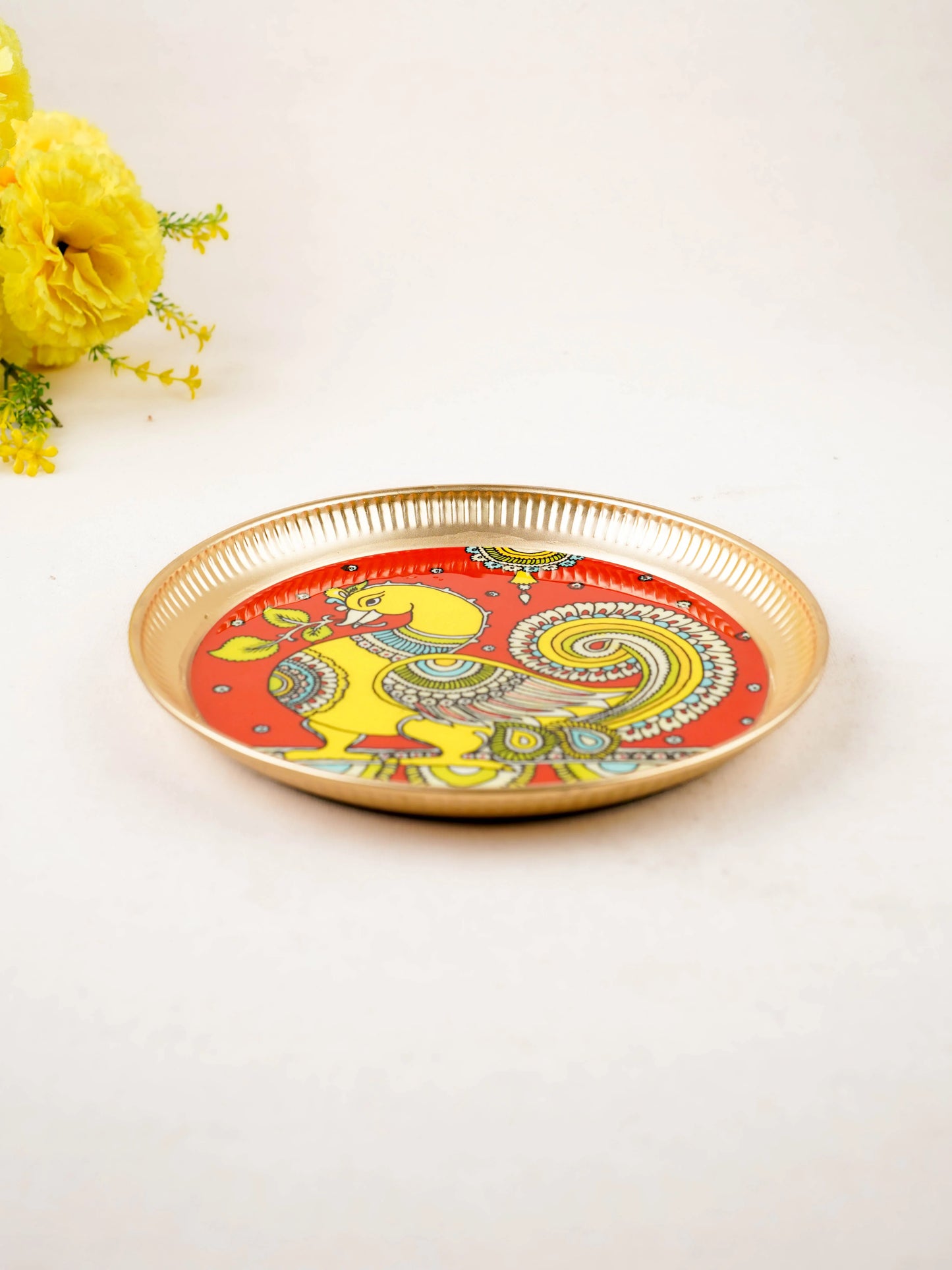 Brass Plate with Annapakshi Print - 8 inch - WL5936-4