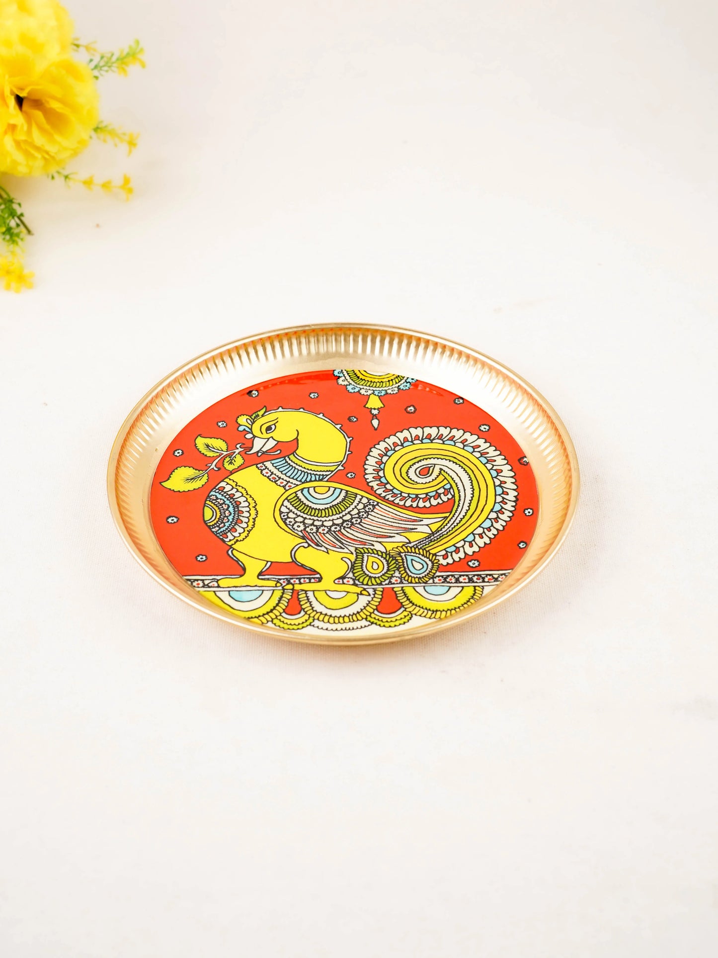 Brass Plate with Annapakshi Print - 8 inch - WL5936-4