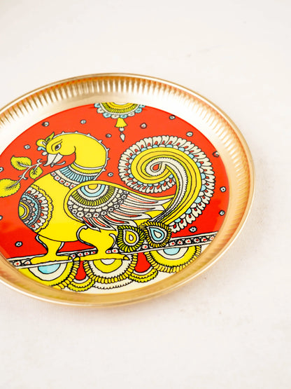 Brass Plate with Annapakshi Print - 8 inch - WL5936-4