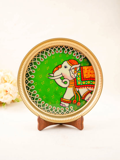 Brass Plate with Elephant Print - 10 inch - WL5937-2