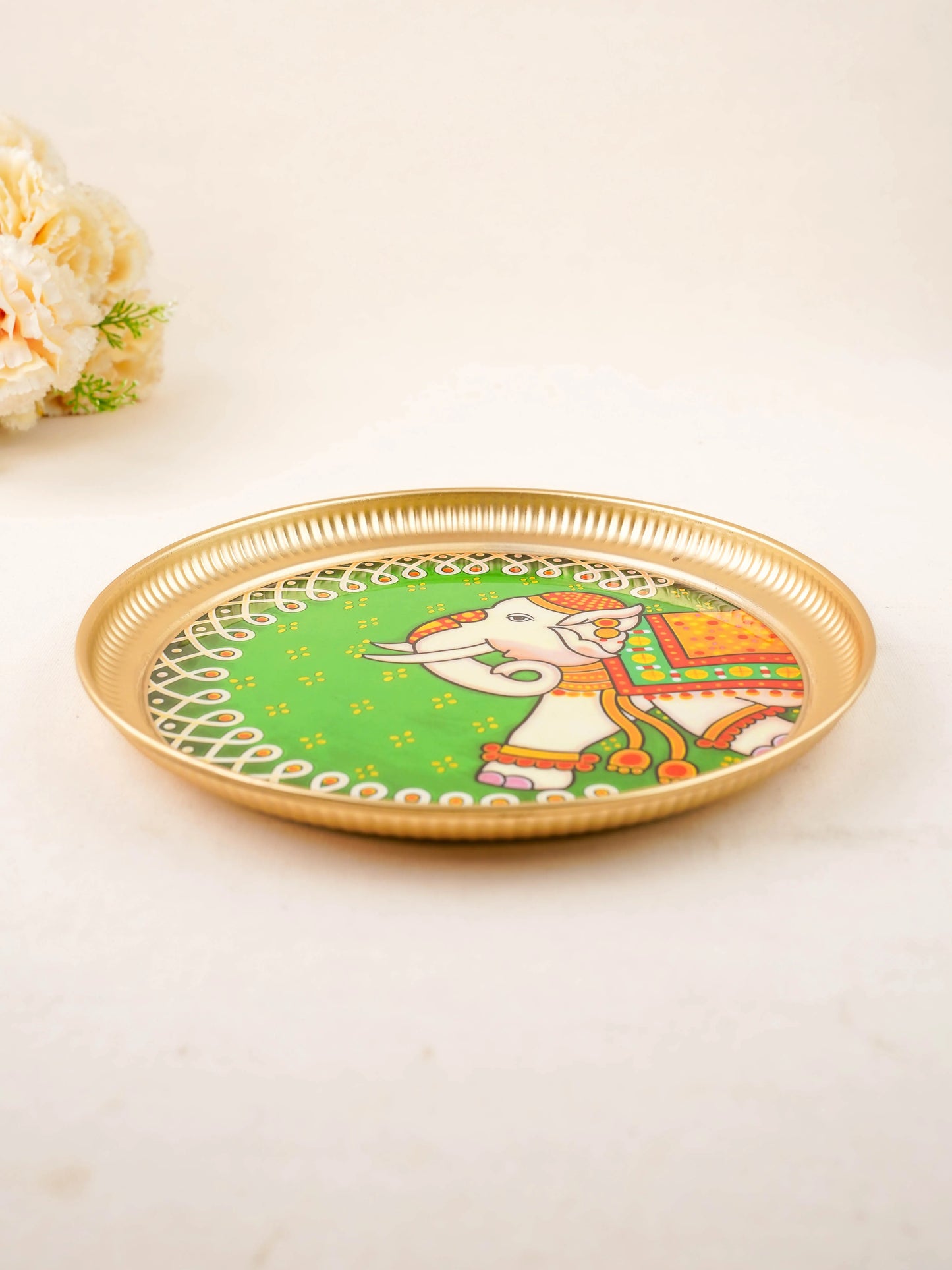 Brass Plate with Elephant Print - 10 inch - WL5937-2