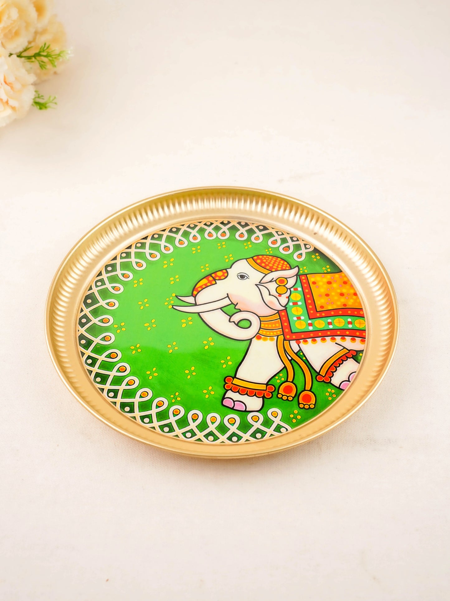 Brass Plate with Elephant Print - 10 inch - WL5937-2